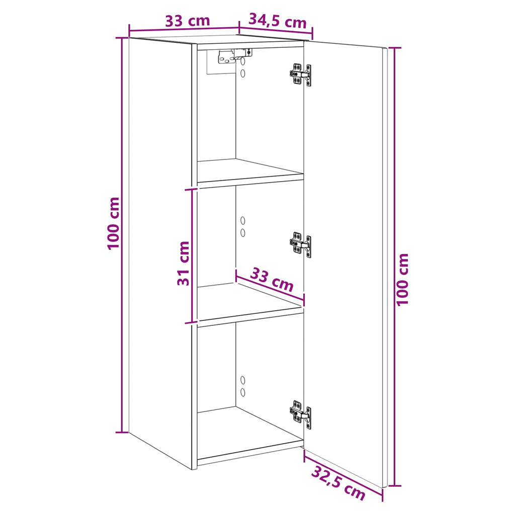 vidaXL Wisząca Szafka Łazienkowa Biały 33 x 34,5 x 100 cm