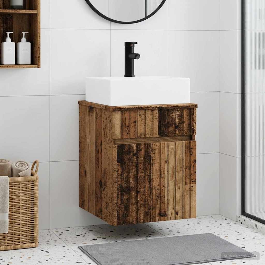 vidaXL Umywalka wisząca Stare drewno 39 x 41 x 62,5 cm