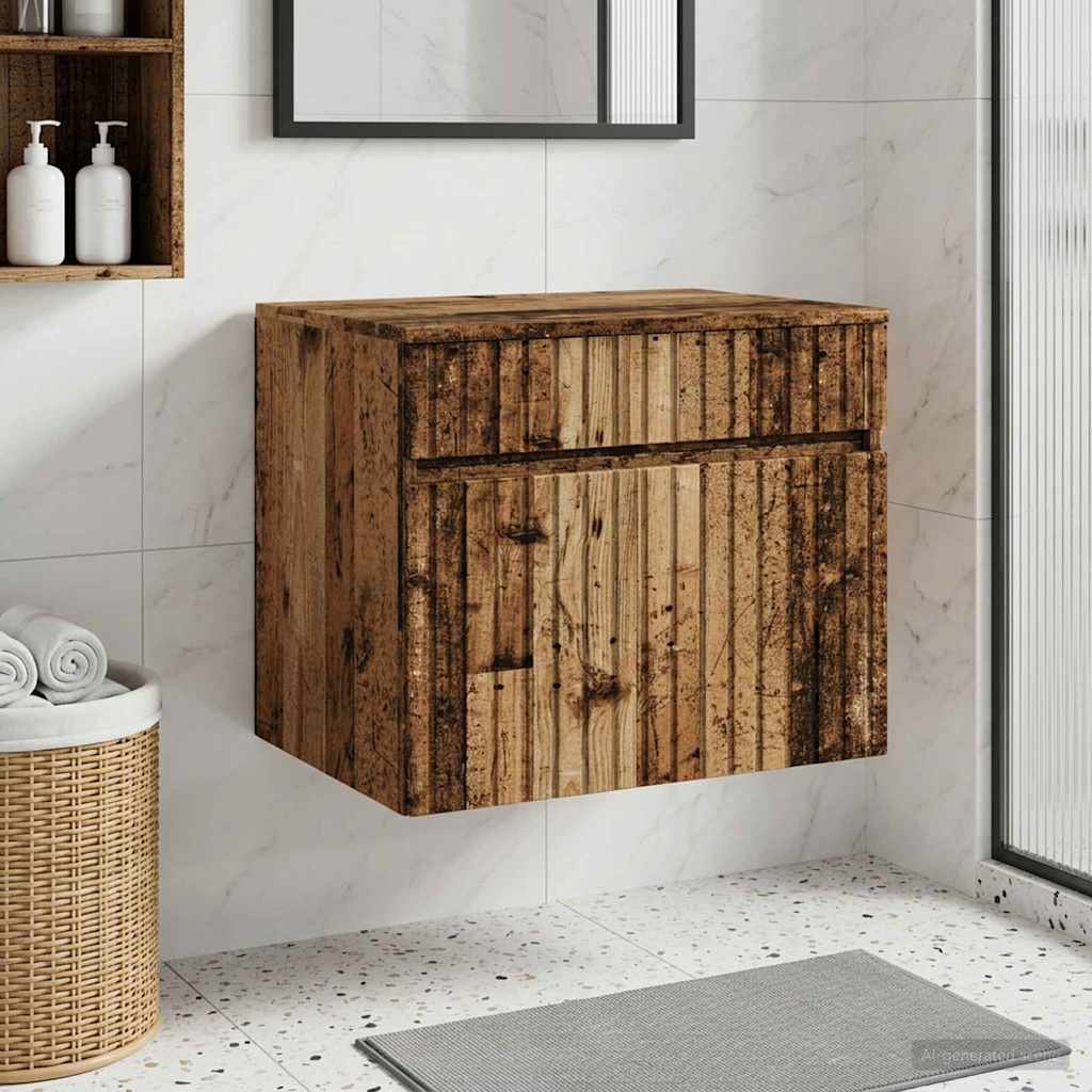 vidaXL Wisząca Szafka Łazienkowa Stare drewno 59 x 44,5 x 50 cm