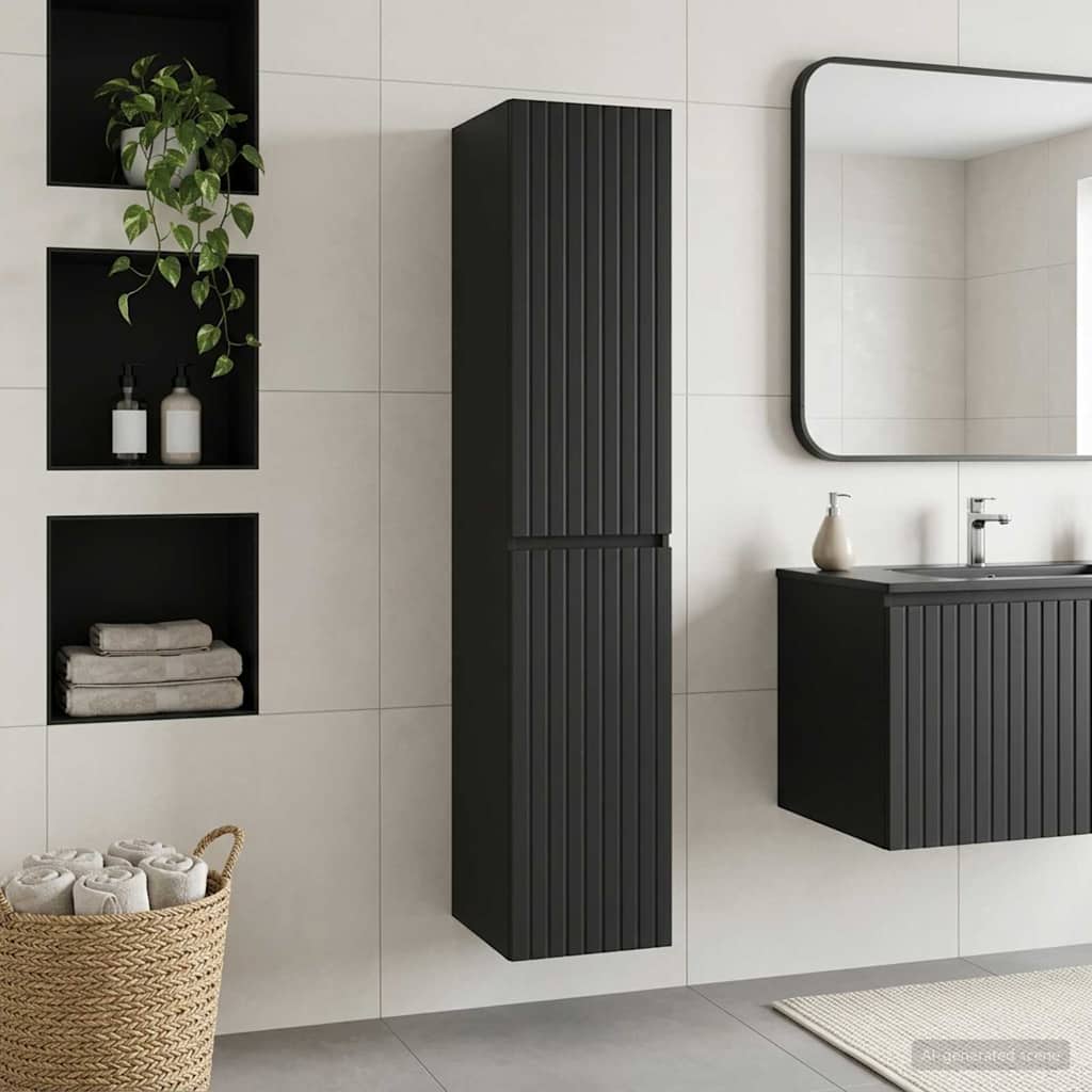 vidaXL Wisząca Szafka Łazienkowa Czarny 33 x 34,5 x 160 cm