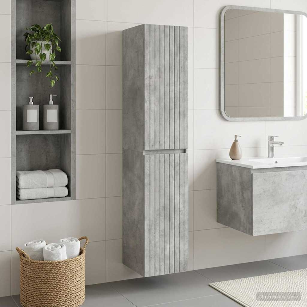 vidaXL Wisząca Szafka Łazienkowa Betonowy szary 33 x 34,5 x 160 cm