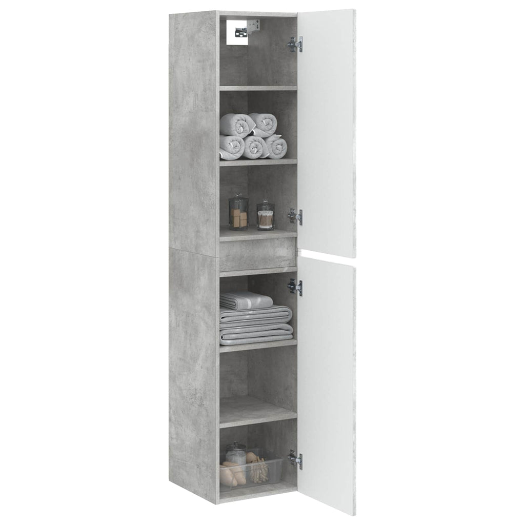 vidaXL Wisząca Szafka Łazienkowa Betonowy szary 33 x 34,5 x 160 cm