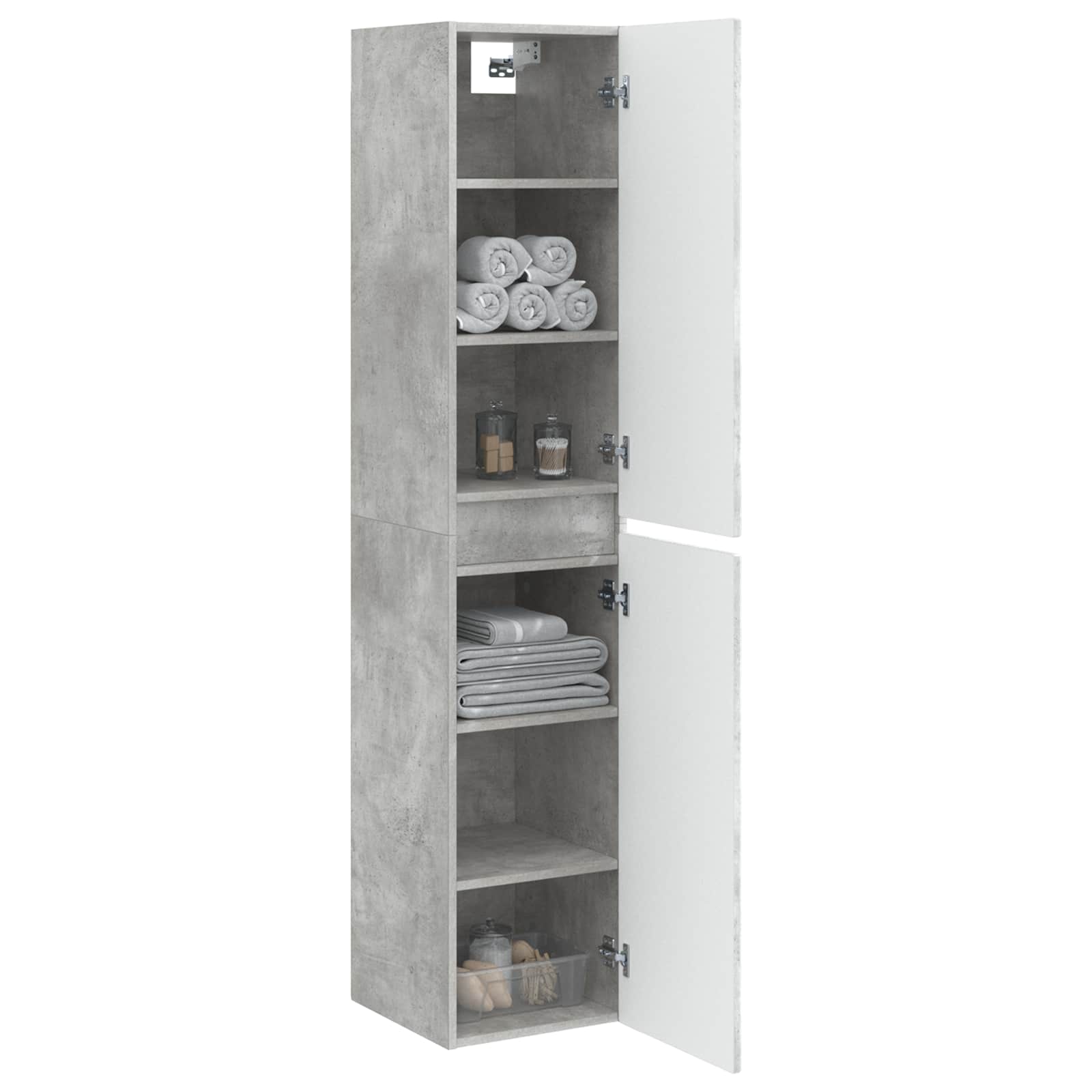 vidaXL Wisząca Szafka Łazienkowa Betonowy szary 33 x 34,5 x 160 cm