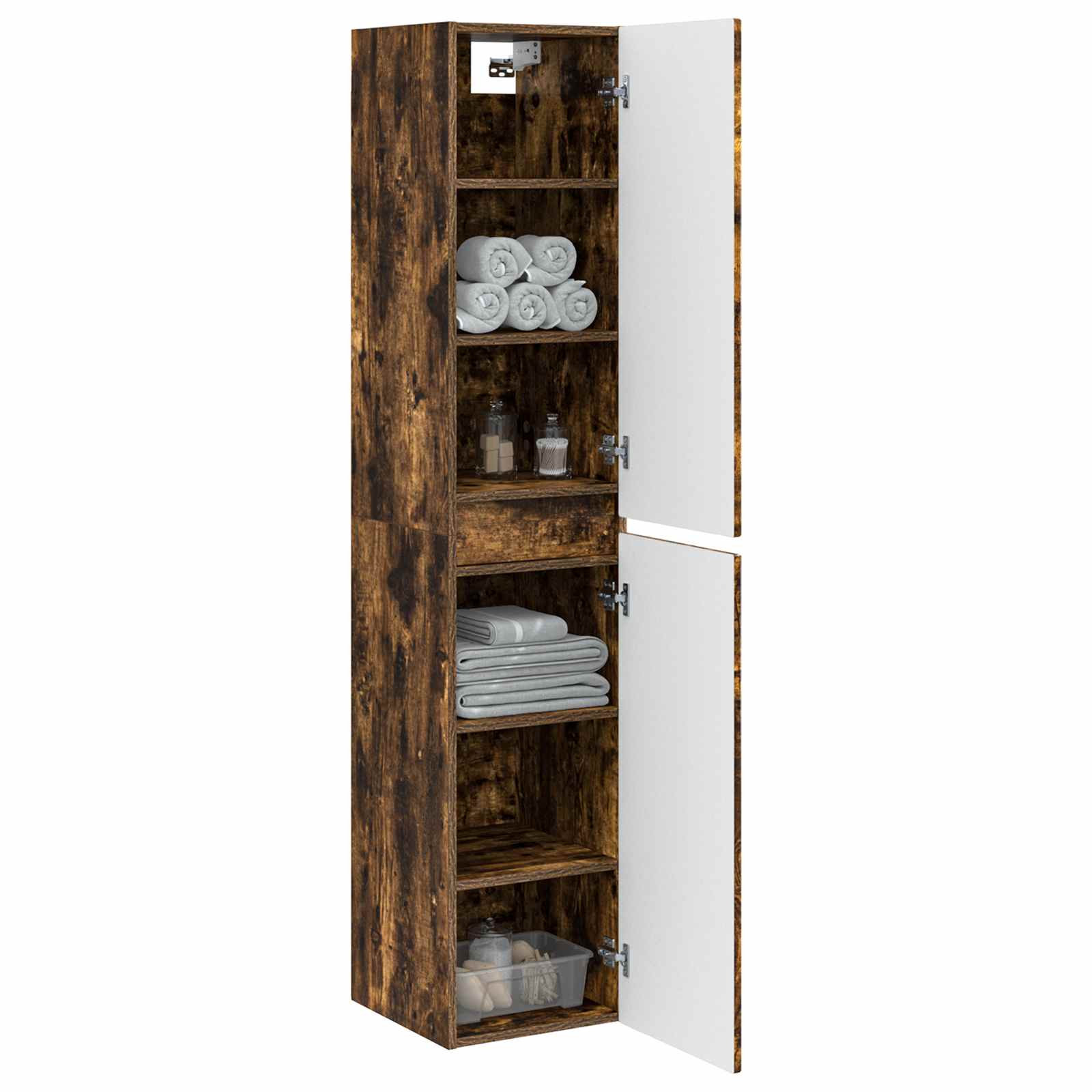 vidaXL Wisząca Szafka Łazienkowa Dąb wędzony 33 x 34,5 x 160 cm