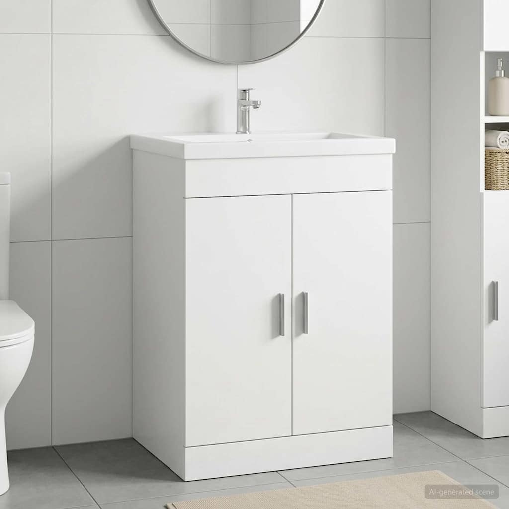 vidaXL Szafka pod zlewem w łazience Biały 56 x 37,5 x 81 cm