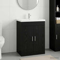 vidaXL Szafka pod zlewem w łazience Czarny dąb 56 x 37,5 x 81 cm