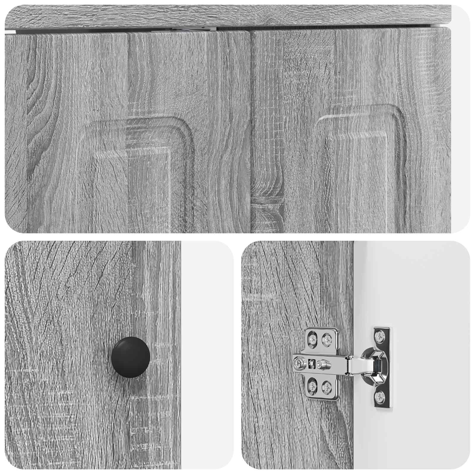vidaXL Szafka pod zlewem w łazience Szary Sonoma 56 x 37,5 x 81 cm