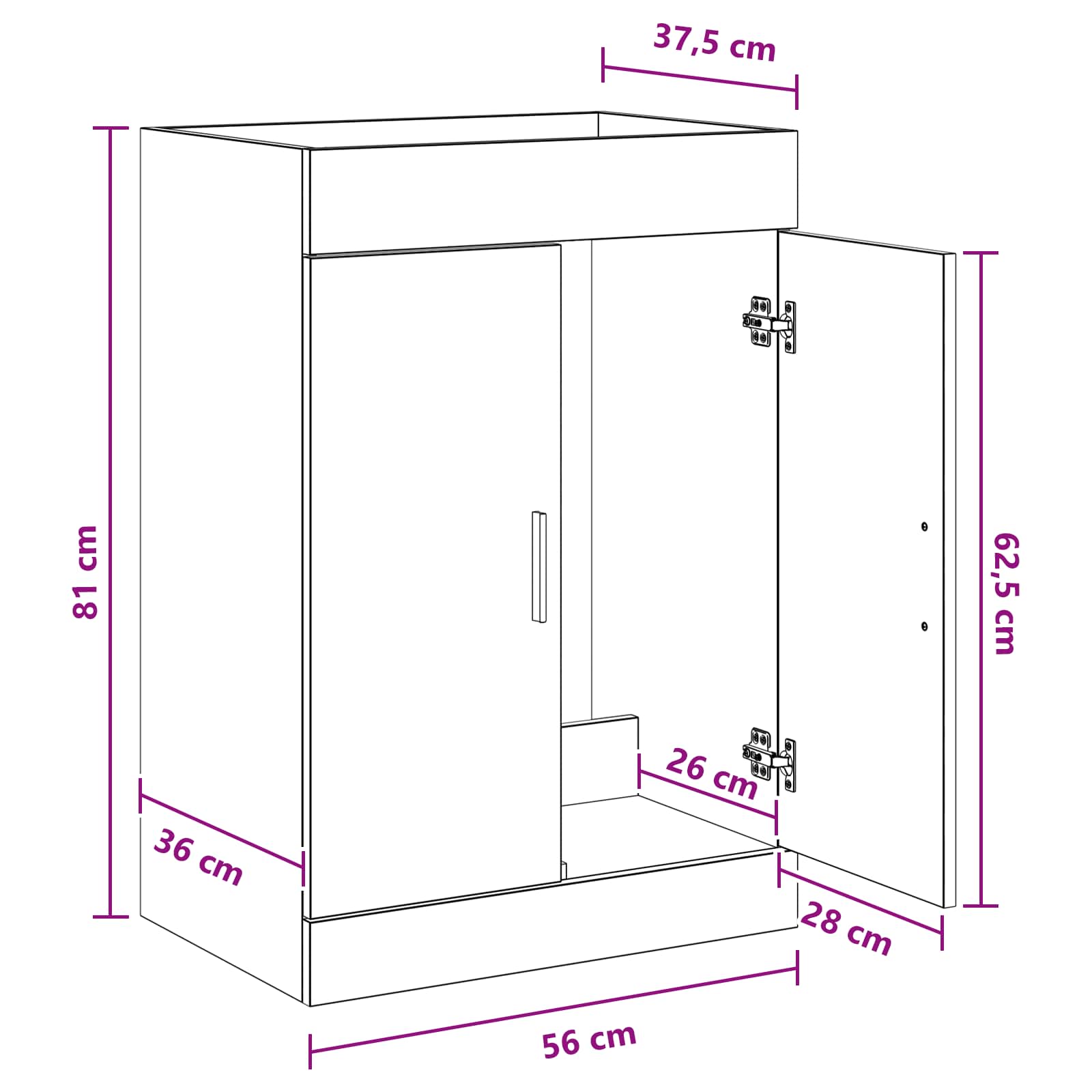 vidaXL Szafka pod zlewem w łazience Stare drewno 56 x 37,5 x 81 cm