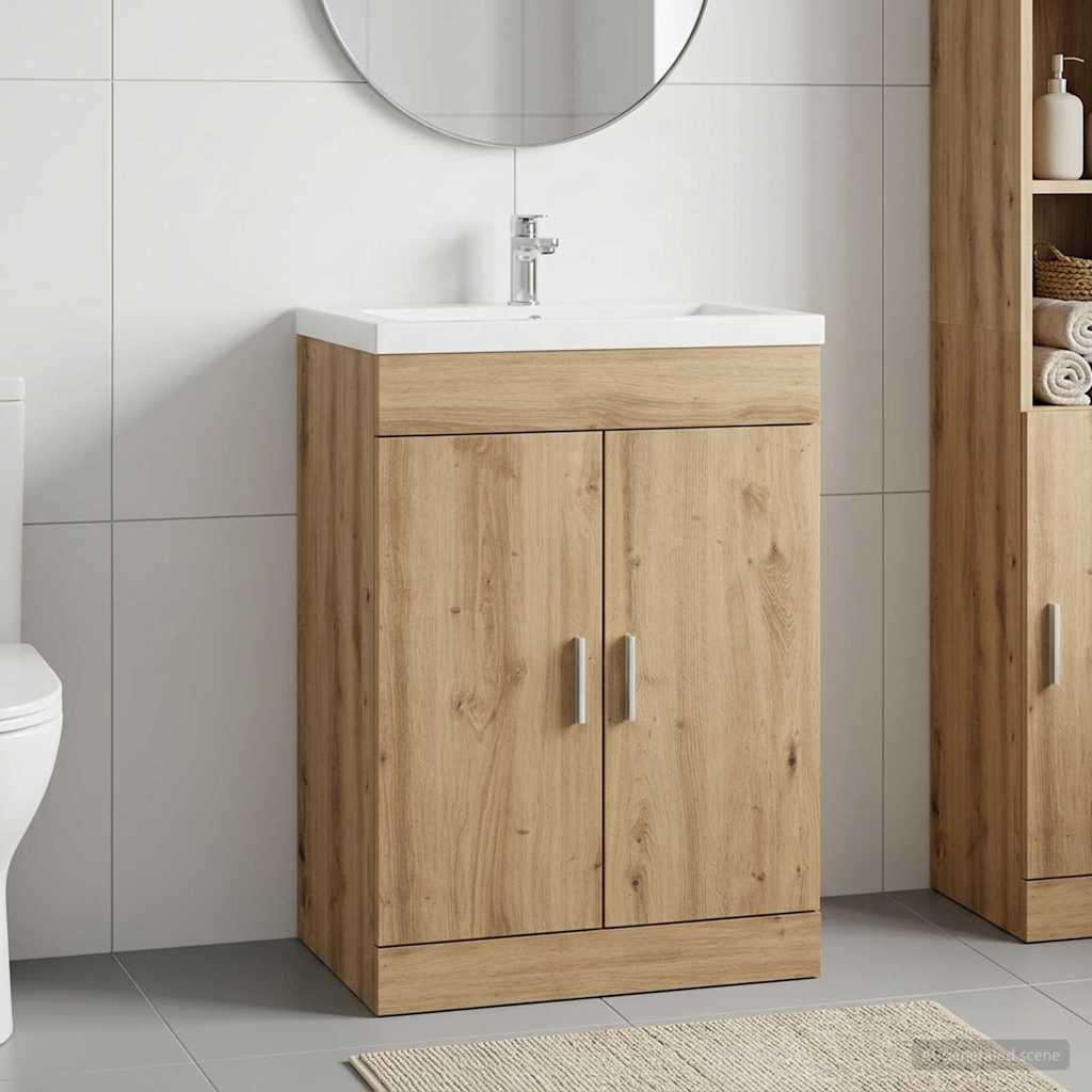 vidaXL Szafka pod zlewem w łazience Dąb artisan 56 x 37,5 x 81 cm