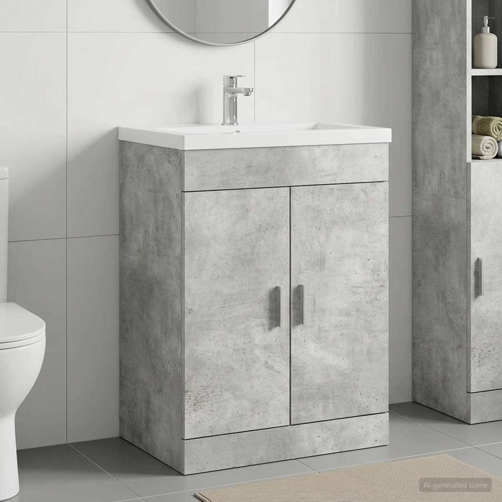 vidaXL Szafka pod zlewem w łazience Betonowy szary 78,5 x 37,5 x 81 cm