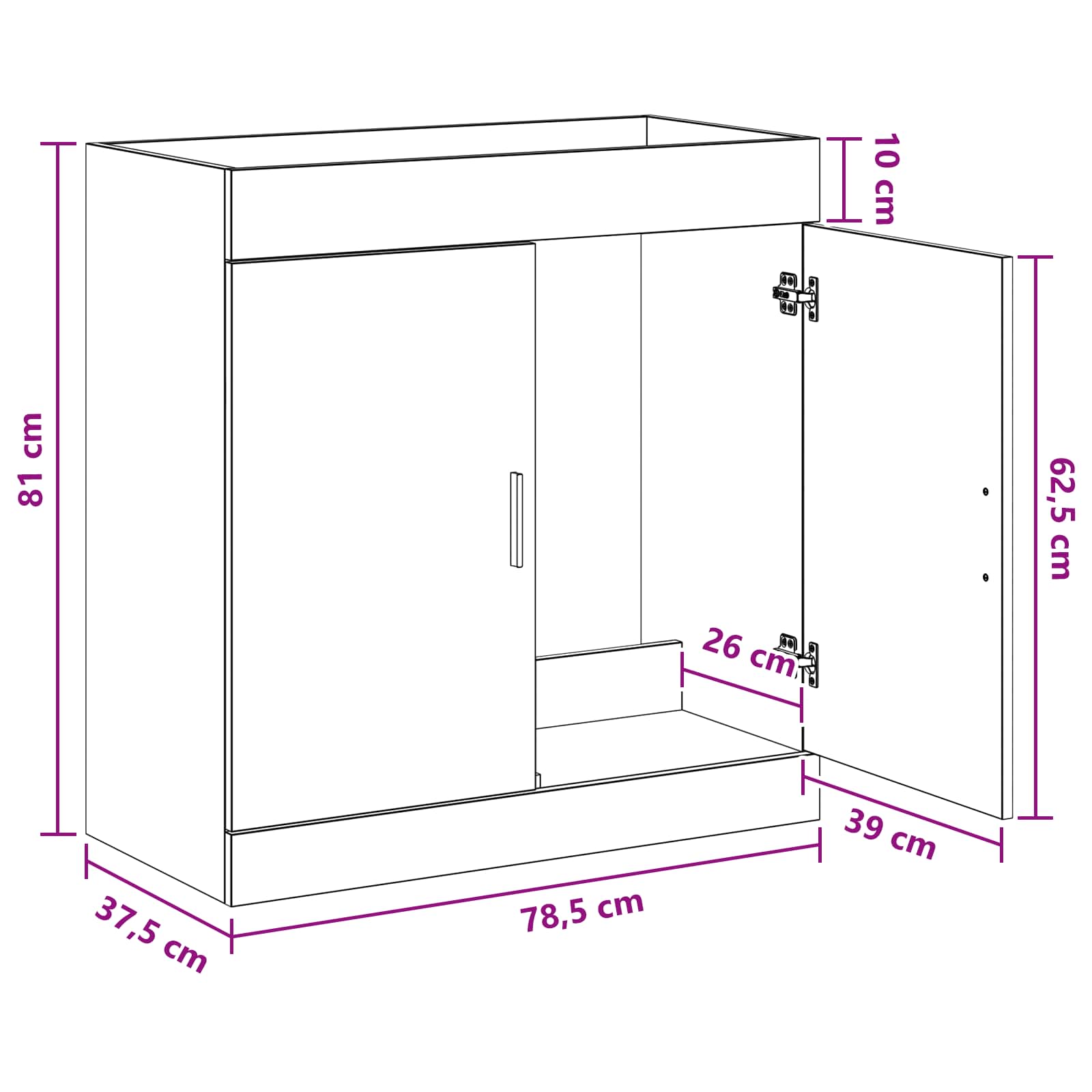 vidaXL Szafka pod zlewem w łazience Betonowy szary 78,5 x 37,5 x 81 cm