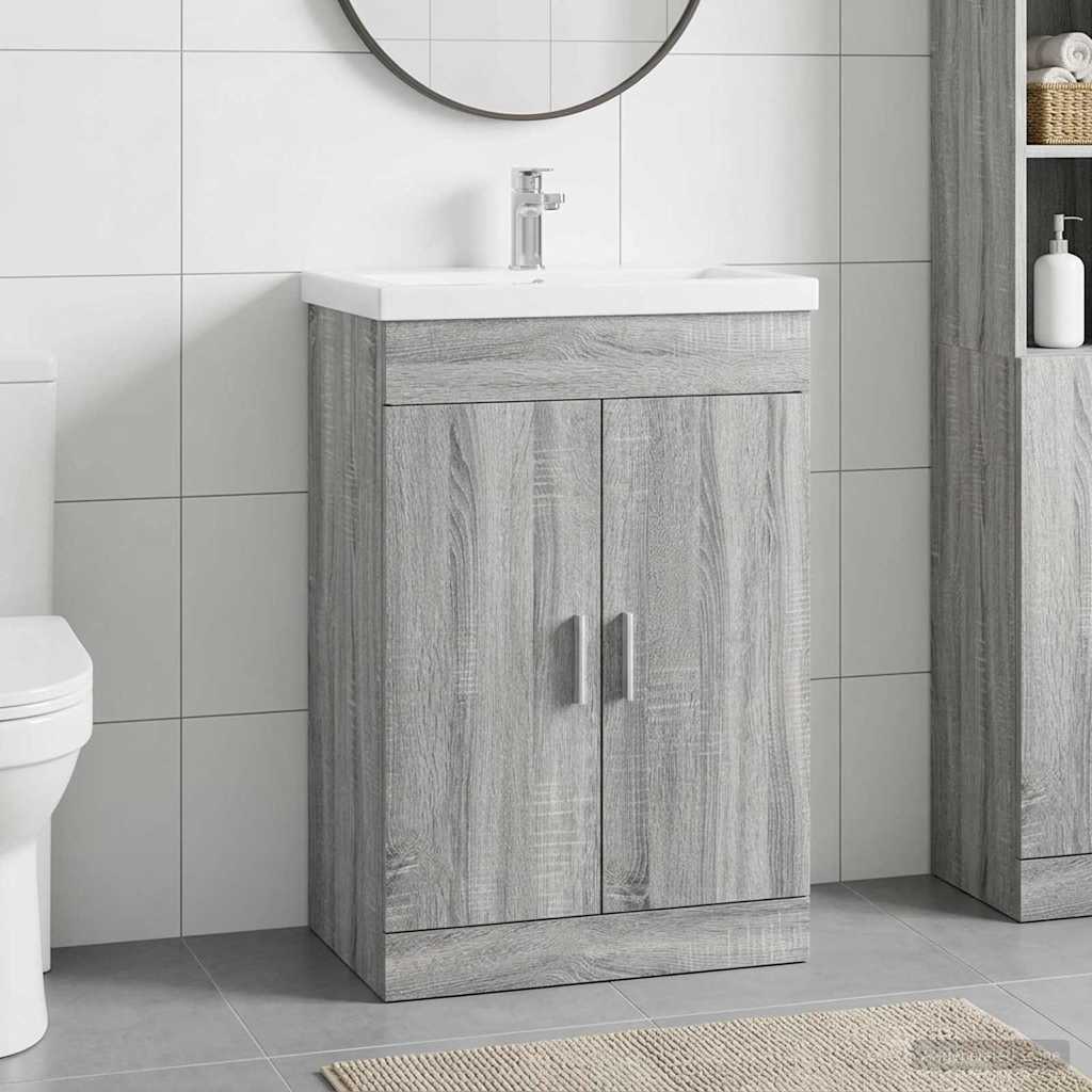 vidaXL Szafka pod zlewem w łazience Szary Sonoma 78,5 x 37,5 x 81 cm