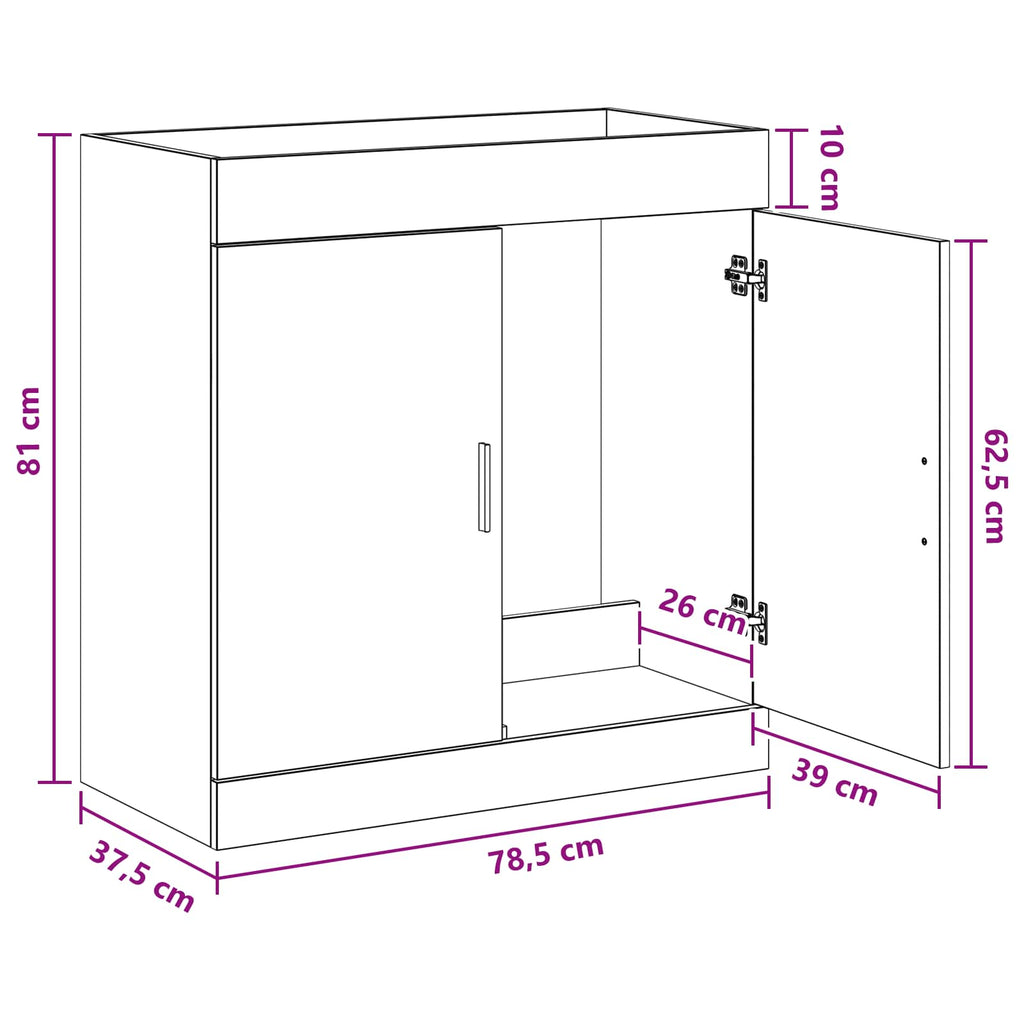 vidaXL Szafka pod zlewem w łazience Dąb artisan 78,5 x 37,5 x 81 cm