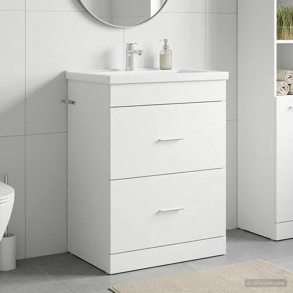 vidaXL Szafka pod zlewem w łazience Biały 56 x 37,5 x 81 cm