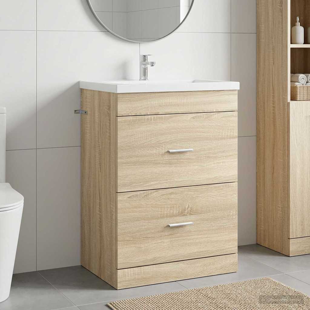 vidaXL Szafka pod zlewem w łazience dąb Sonoma 56 x 37,5 x 81 cm