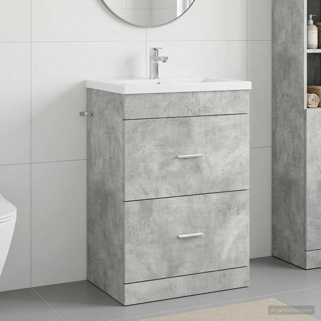 vidaXL Szafka pod zlewem w łazience Betonowy szary 56 x 37,5 x 81 cm