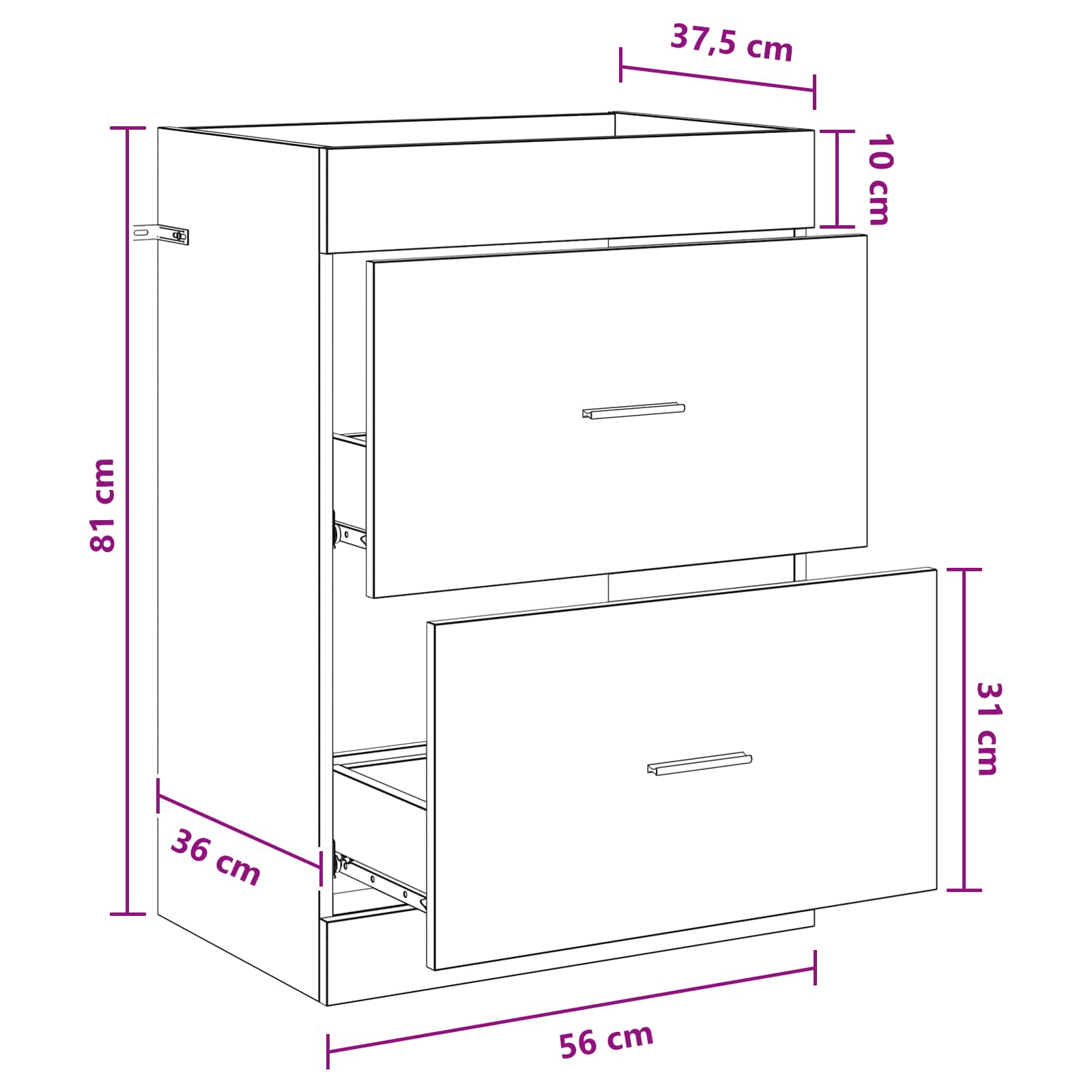 vidaXL Szafka pod zlewem w łazience Szary Sonoma 56 x 37,5 x 81 cm