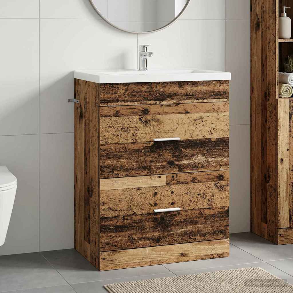 vidaXL Szafka pod zlewem w łazience Stare drewno 56 x 37,5 x 81 cm