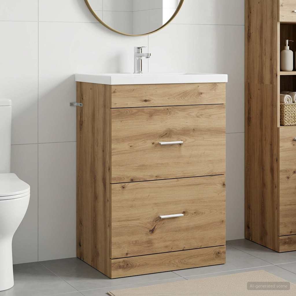 vidaXL Szafka pod zlewem w łazience Dąb artisan 56 x 37,5 x 81 cm
