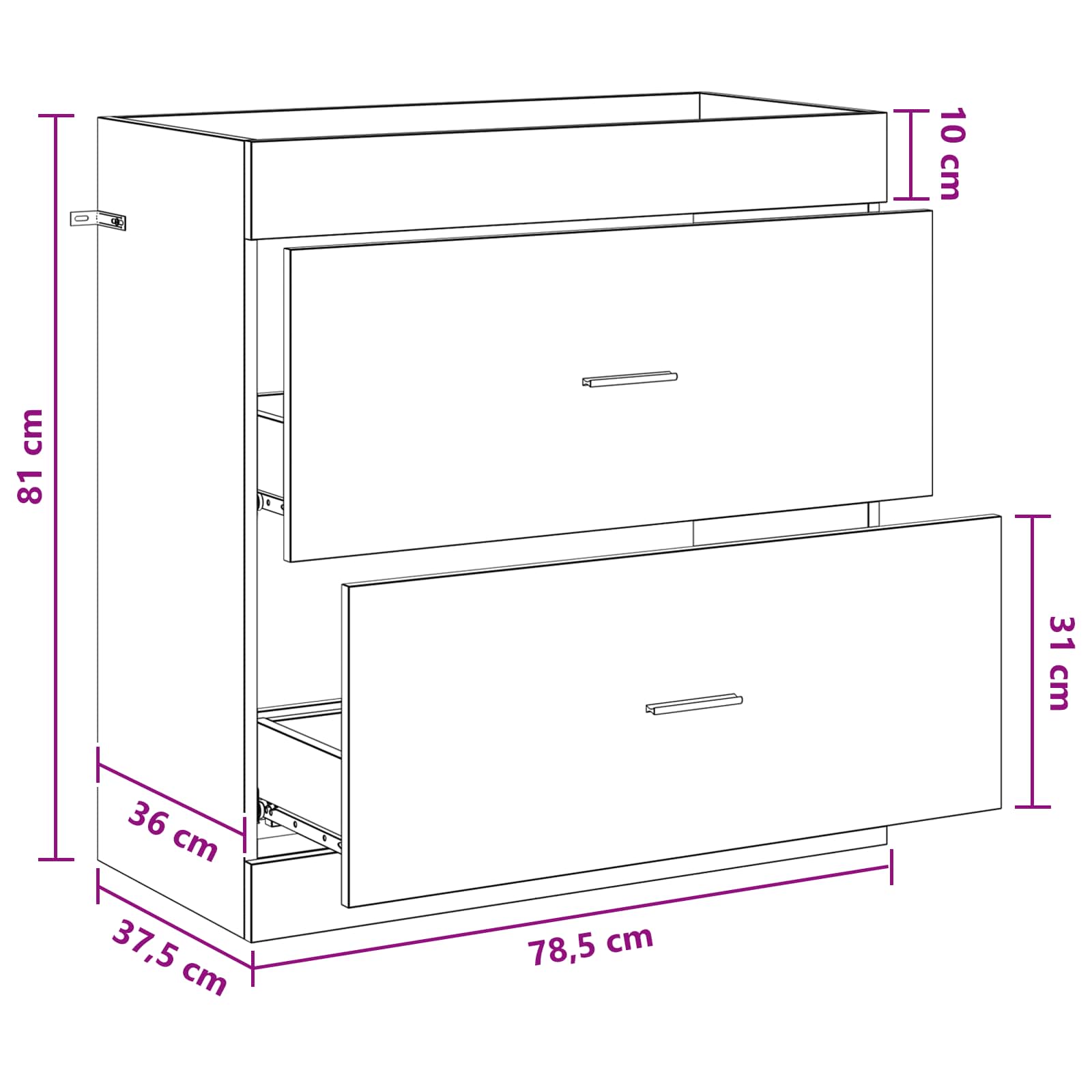 vidaXL Szafka pod zlewem w łazience Czarny dąb 78,5 x 37,5 x 81 cm