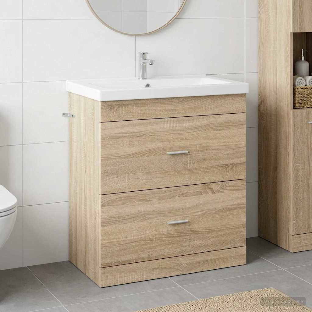 vidaXL Szafka pod zlewem w łazience dąb Sonoma 78,5 x 37,5 x 81 cm