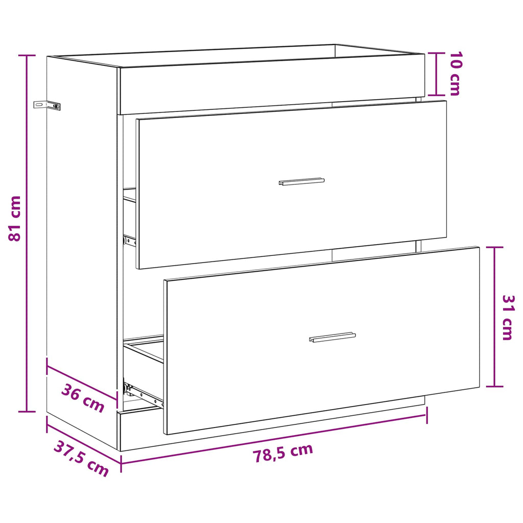 vidaXL Szafka pod zlewem w łazience dąb Sonoma 78,5 x 37,5 x 81 cm