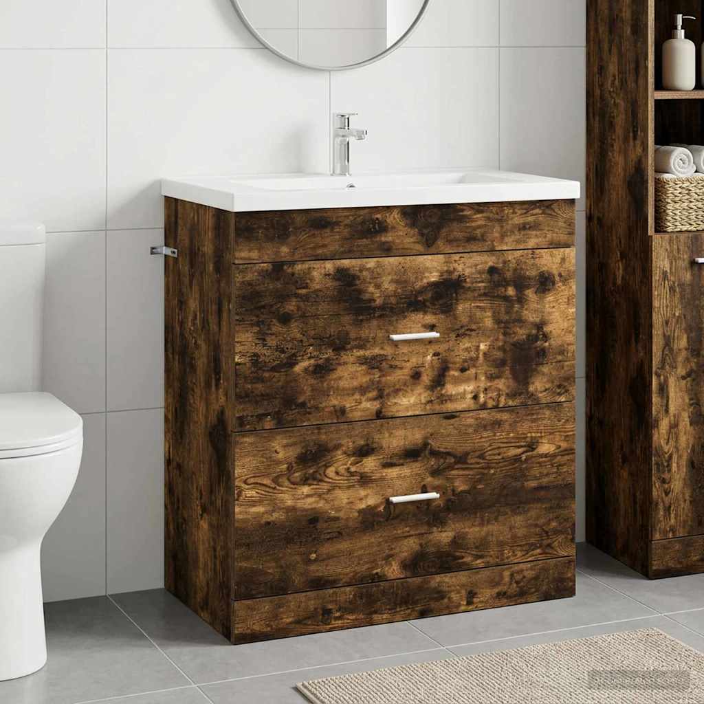 vidaXL Szafka pod zlewem w łazience Dąb wędzony 78,5 x 37,5 x 81 cm