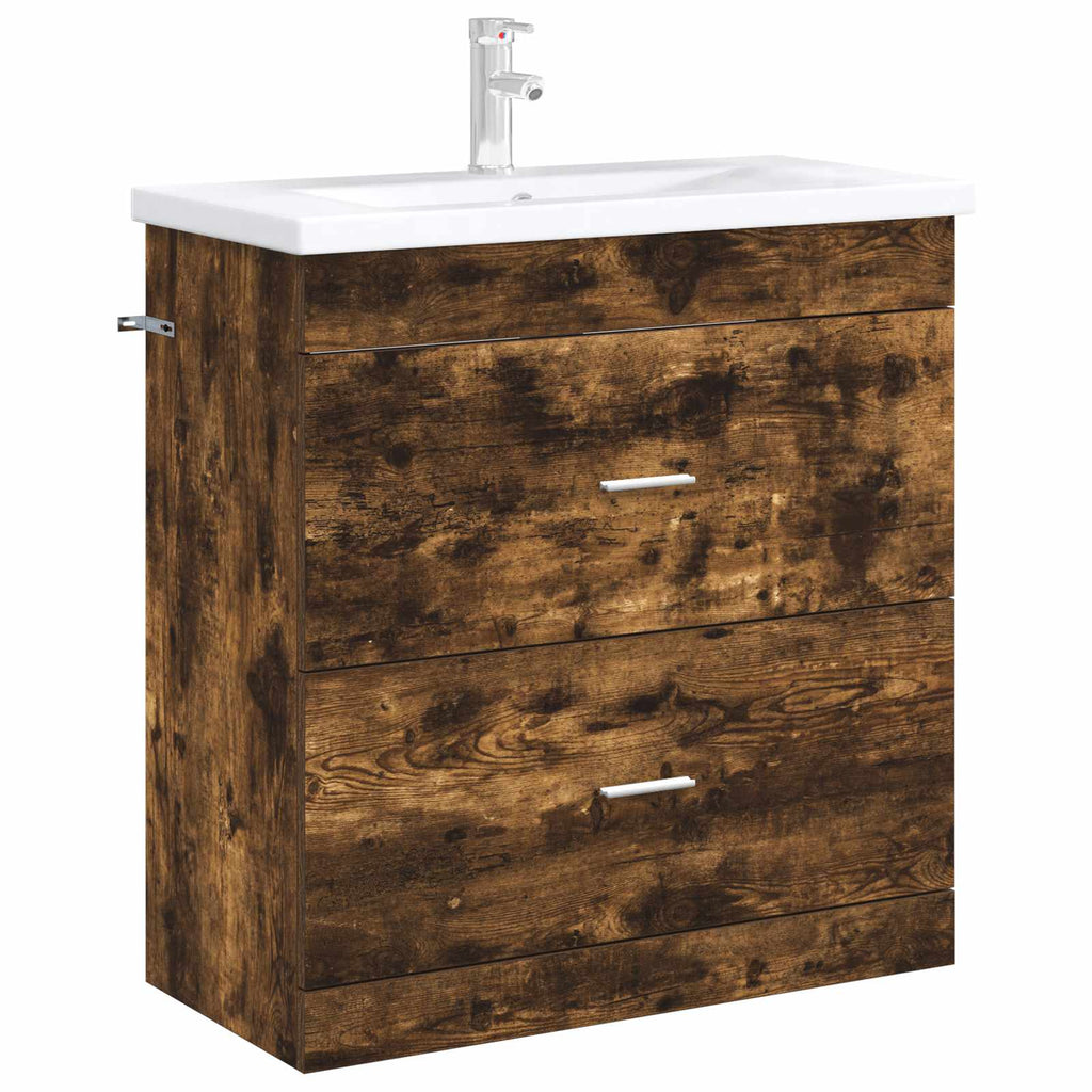 vidaXL Szafka pod zlewem w łazience Dąb wędzony 78,5 x 37,5 x 81 cm