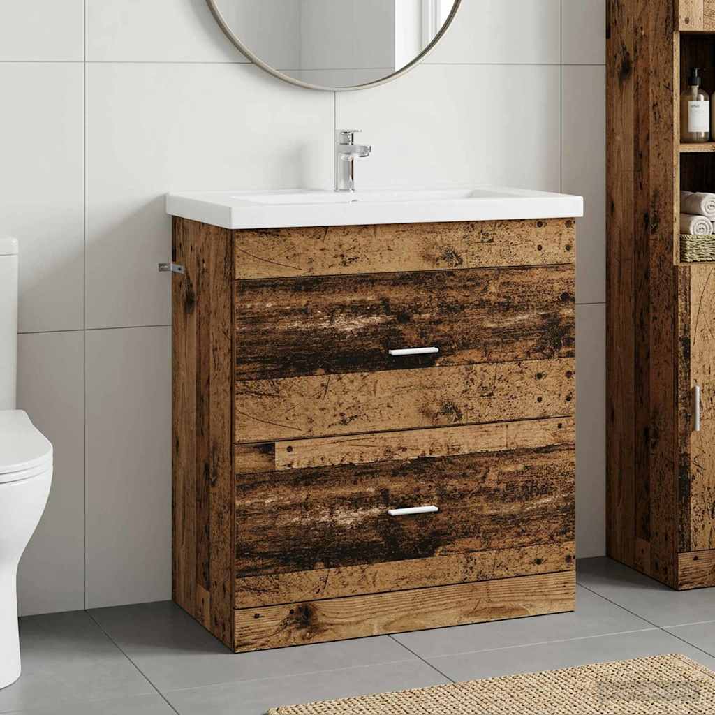 vidaXL Szafka pod zlewem w łazience Stare drewno 78,5 x 37,5 x 81 cm