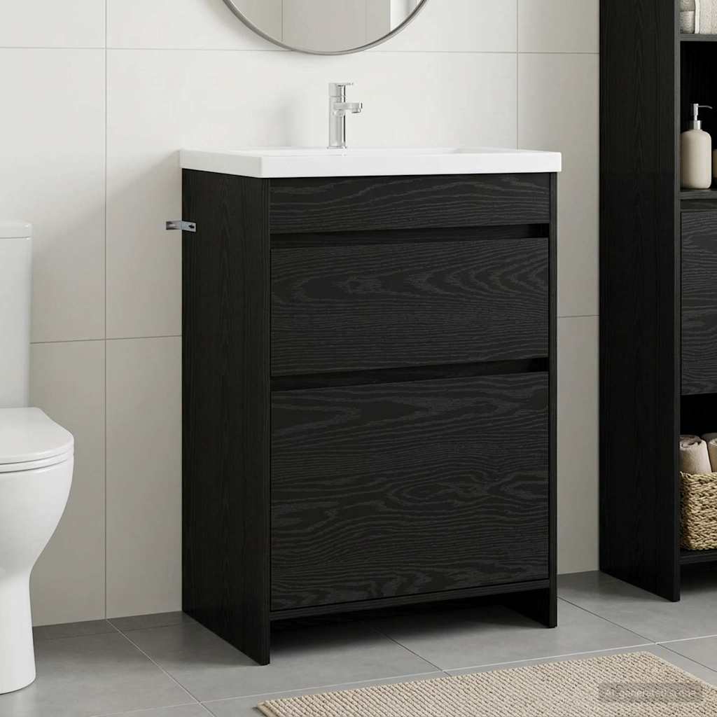 vidaXL Szafka pod zlewem w łazience Czarny dąb 56 x 37,5 x 81 cm