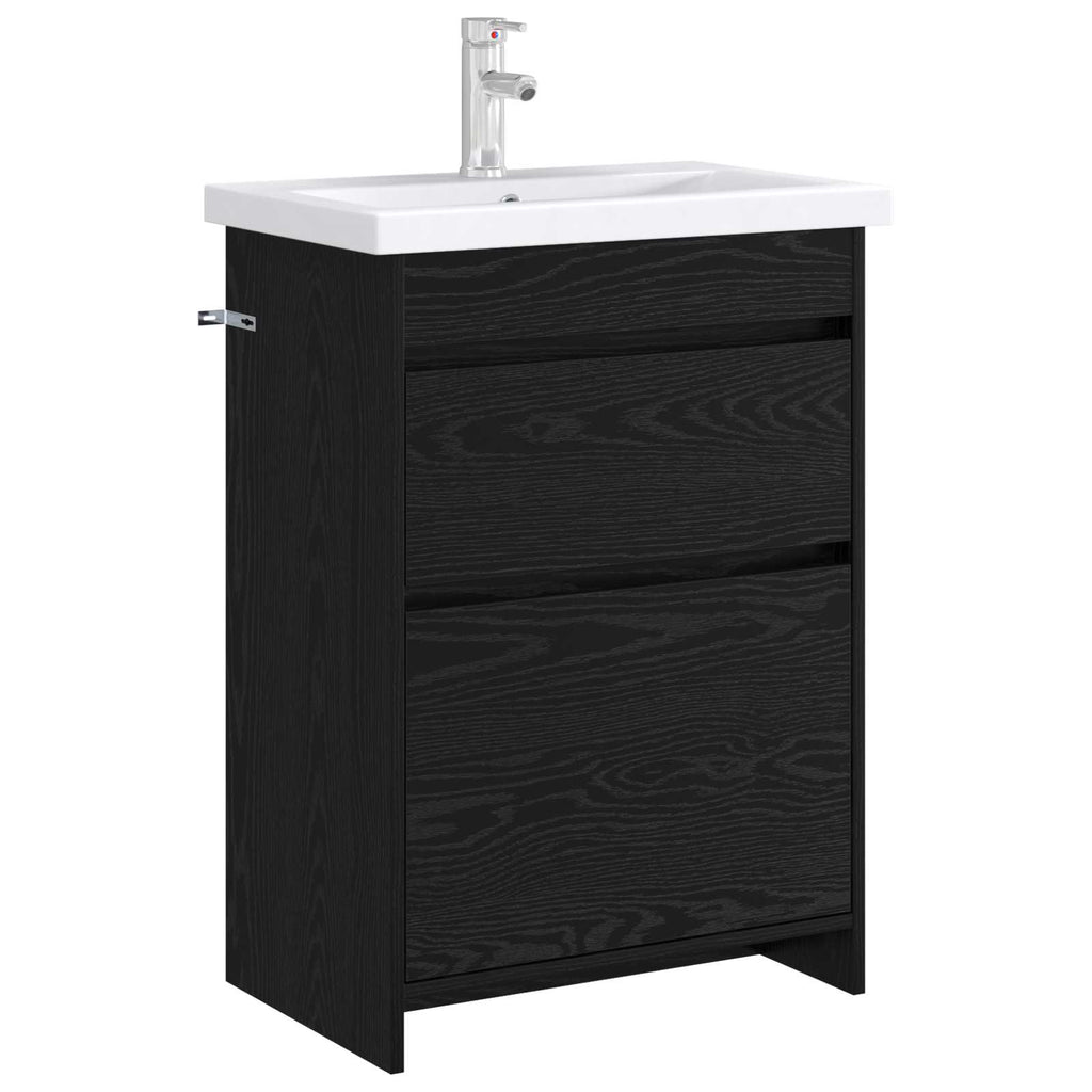 vidaXL Szafka pod zlewem w łazience Czarny dąb 56 x 37,5 x 81 cm