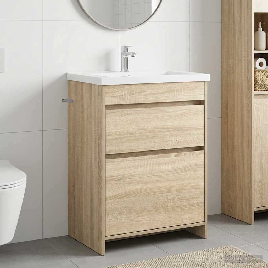 vidaXL Szafka pod zlewem w łazience dąb Sonoma 56 x 37,5 x 81 cm