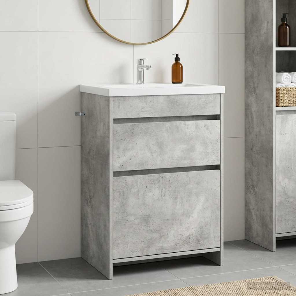 vidaXL Szafka pod zlewem w łazience Betonowy szary 56 x 37,5 x 81 cm
