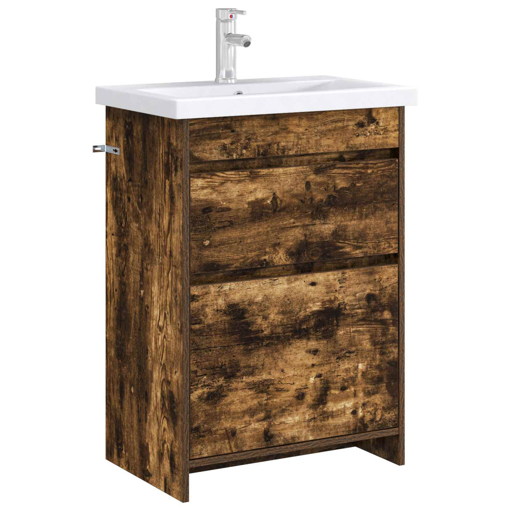 vidaXL Szafka pod zlewem w łazience Dąb wędzony 56 x 37,5 x 81 cm