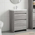 vidaXL Szafka pod zlewem w łazience Szary Sonoma 56 x 37,5 x 81 cm