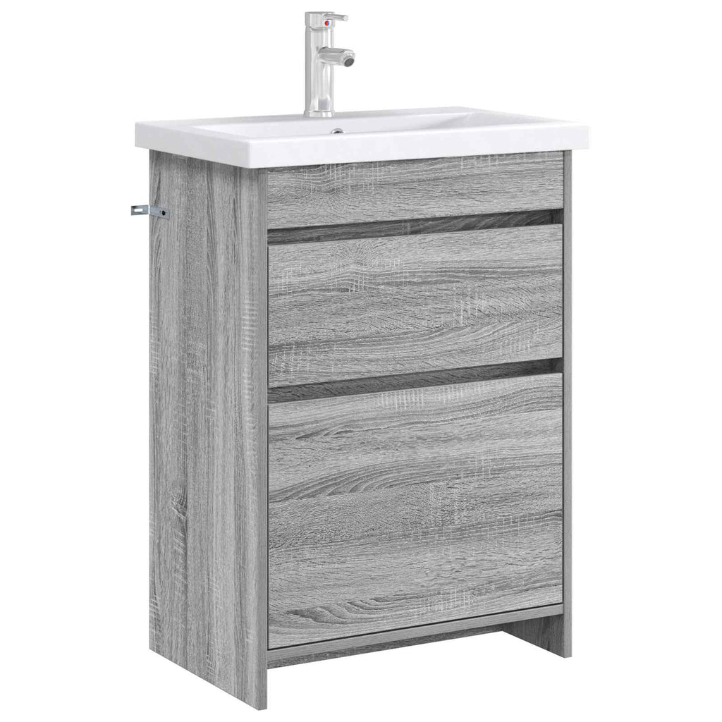vidaXL Szafka pod zlewem w łazience Szary Sonoma 56 x 37,5 x 81 cm