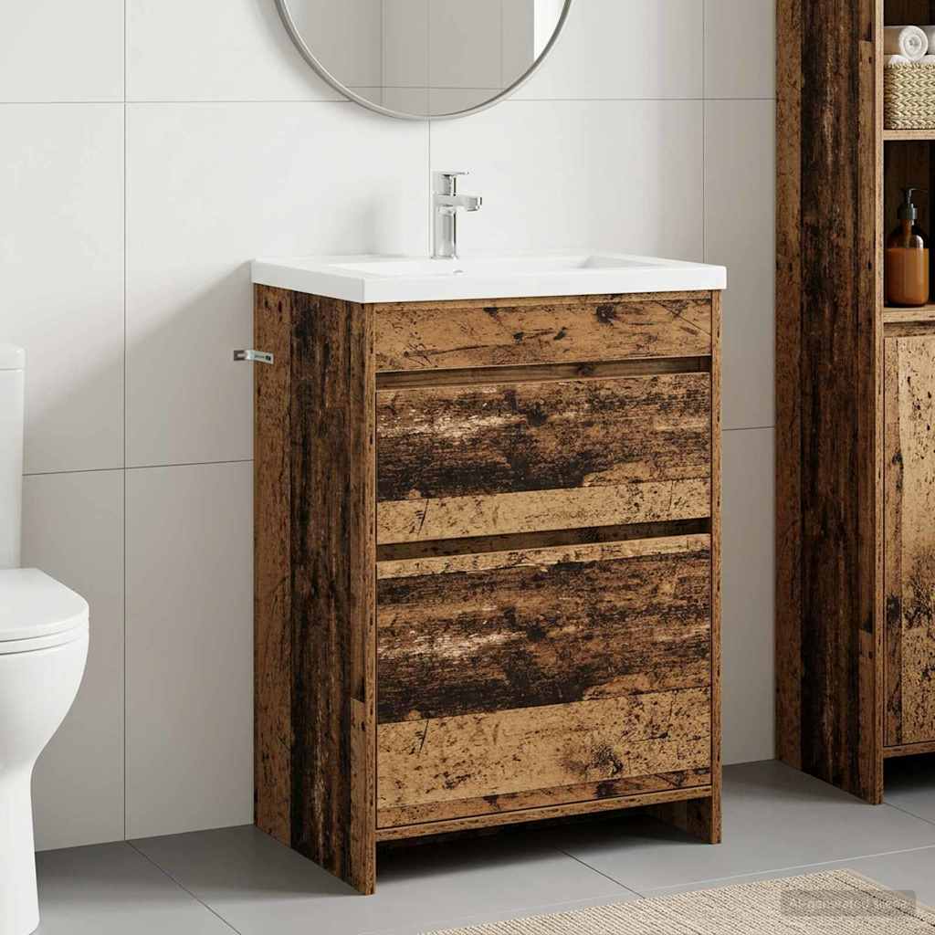vidaXL Szafka pod zlewem w łazience Stare drewno 56 x 37,5 x 81 cm