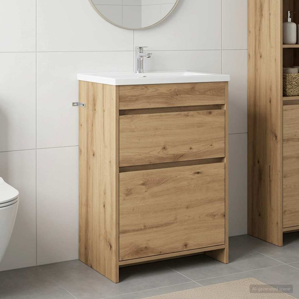 vidaXL Szafka pod zlewem w łazience Dąb artisan 56 x 37,5 x 81 cm