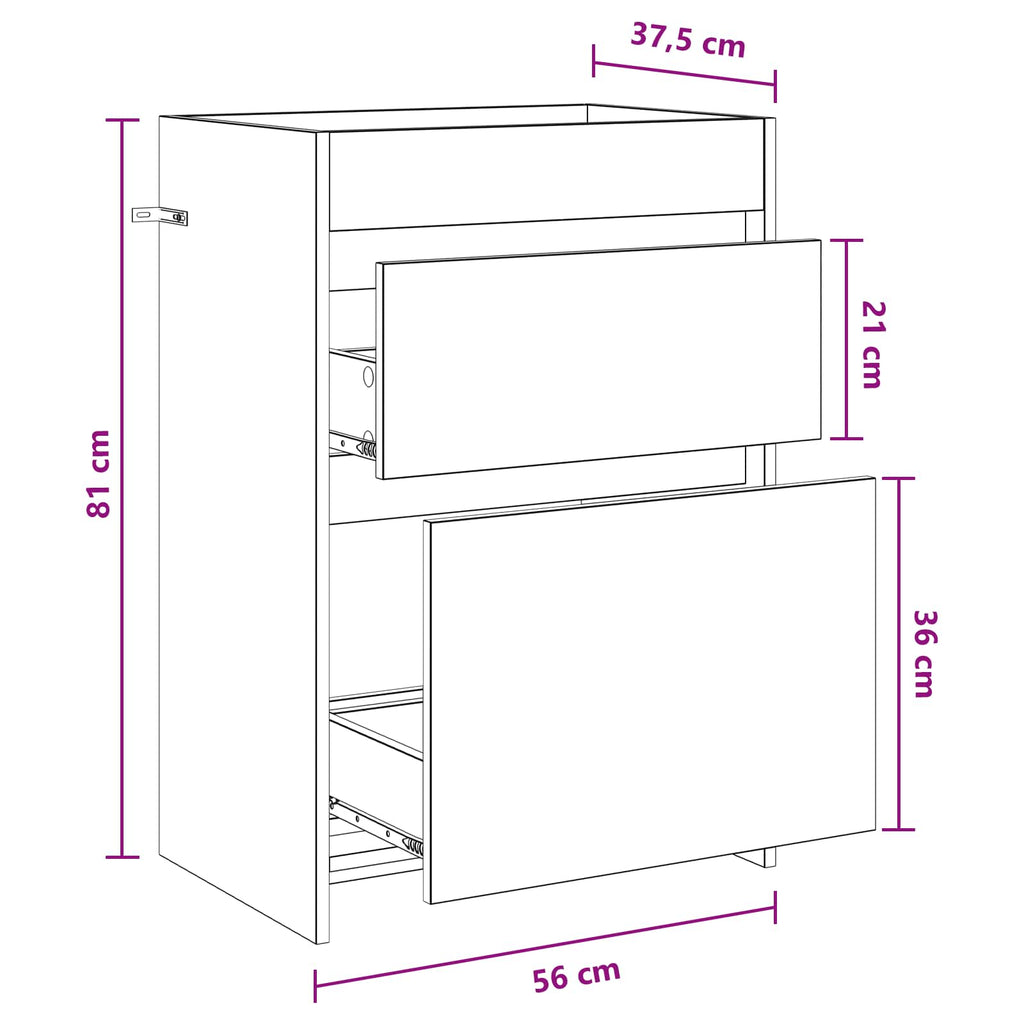 vidaXL Szafka pod zlewem w łazience Dąb artisan 56 x 37,5 x 81 cm