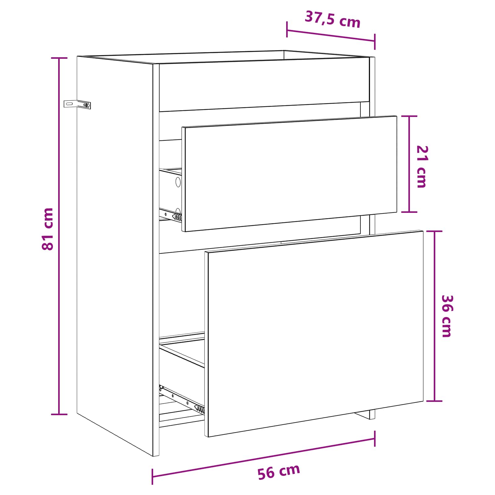 vidaXL Szafka pod zlewem w łazience Dąb artisan 56 x 37,5 x 81 cm