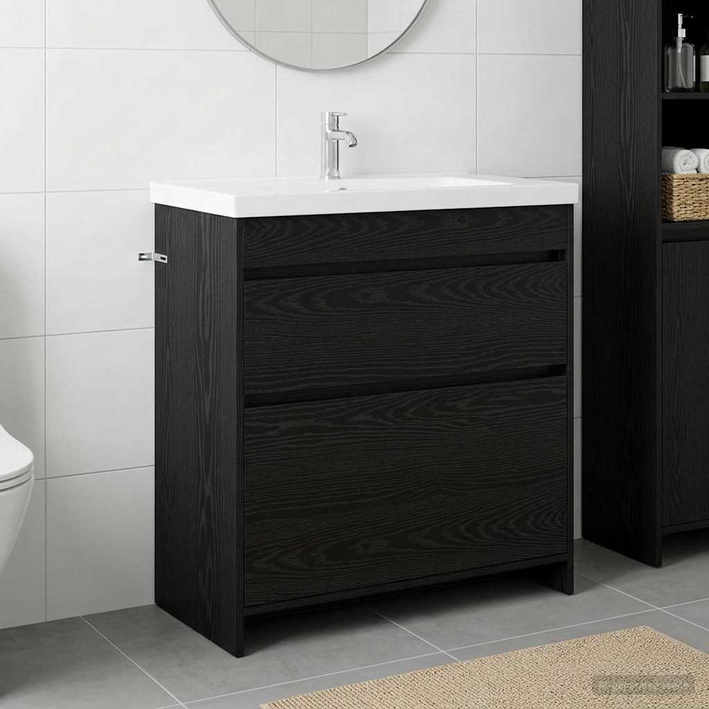 vidaXL Szafka pod zlewem w łazience Czarny dąb 78,5 x 37,5 x 81 cm
