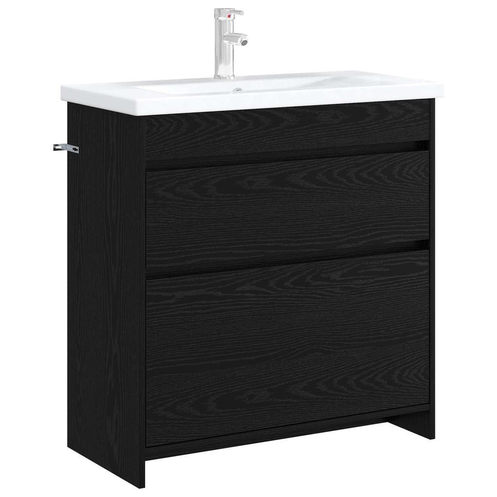 vidaXL Szafka pod zlewem w łazience Czarny dąb 78,5 x 37,5 x 81 cm
