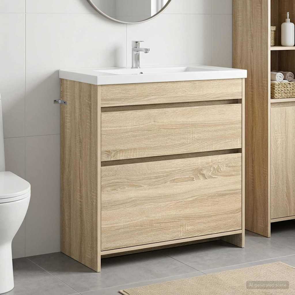 vidaXL Szafka pod zlewem w łazience dąb Sonoma 78,5 x 37,5 x 81 cm