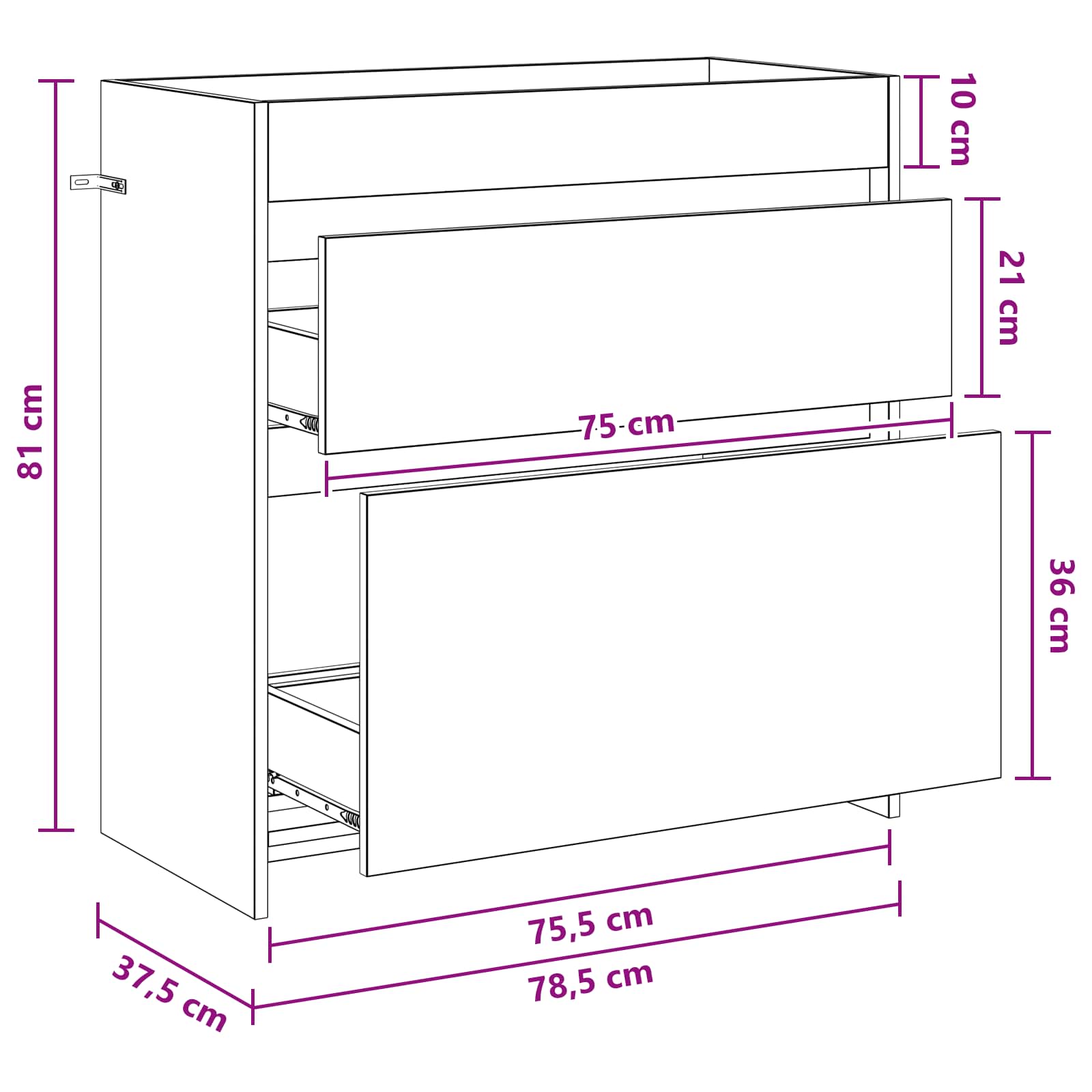 vidaXL Szafka pod zlewem w łazience dąb Sonoma 78,5 x 37,5 x 81 cm