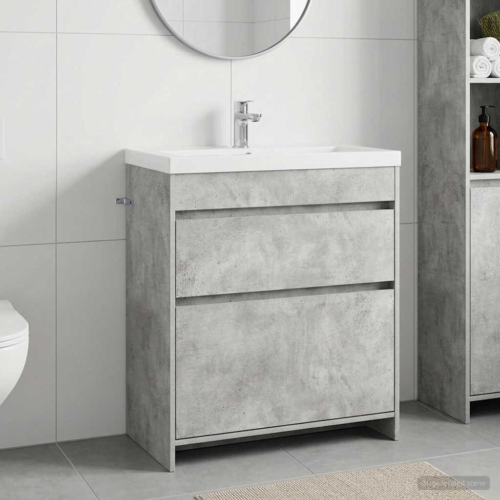 vidaXL Szafka pod zlewem w łazience Betonowy szary 78,5 x 37,5 x 81 cm