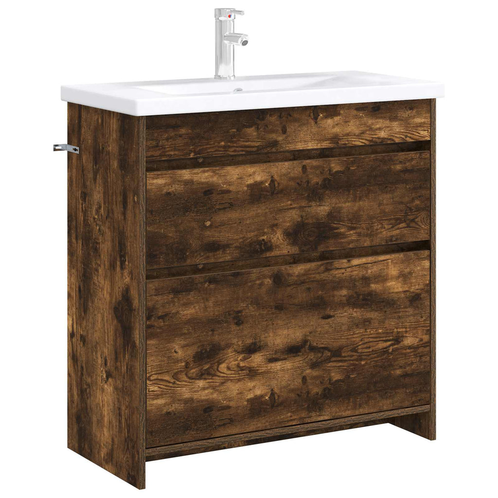 vidaXL Szafka pod zlewem w łazience Dąb wędzony 78,5 x 37,5 x 81 cm