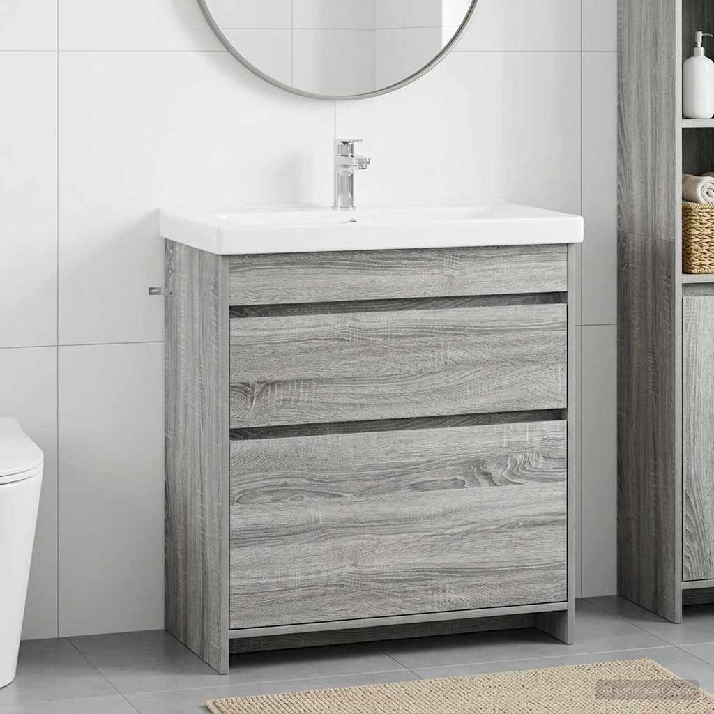 vidaXL Szafka pod zlewem w łazience Szary Sonoma 78,5 x 37,5 x 81 cm