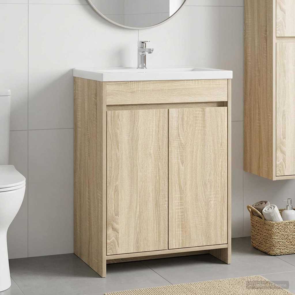 vidaXL Szafka pod zlewem w łazience dąb Sonoma 56 x 37,5 x 81 cm