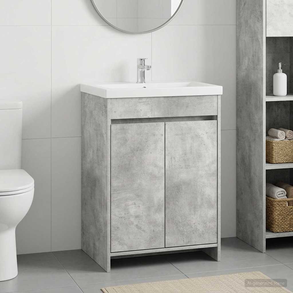 vidaXL Szafka pod zlewem w łazience Betonowy szary 56 x 37,5 x 81 cm