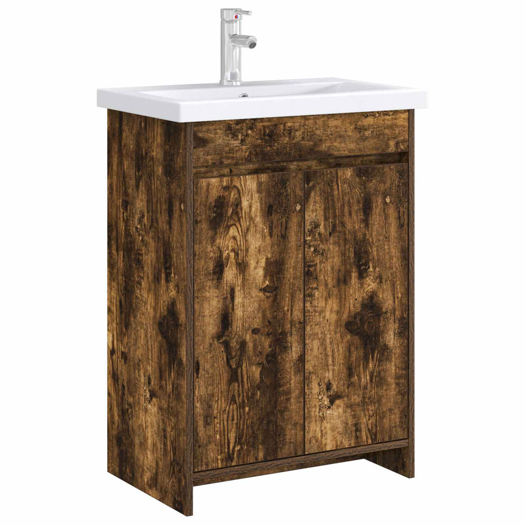 vidaXL Szafka pod zlewem w łazience Dąb wędzony 56 x 37,5 x 81 cm